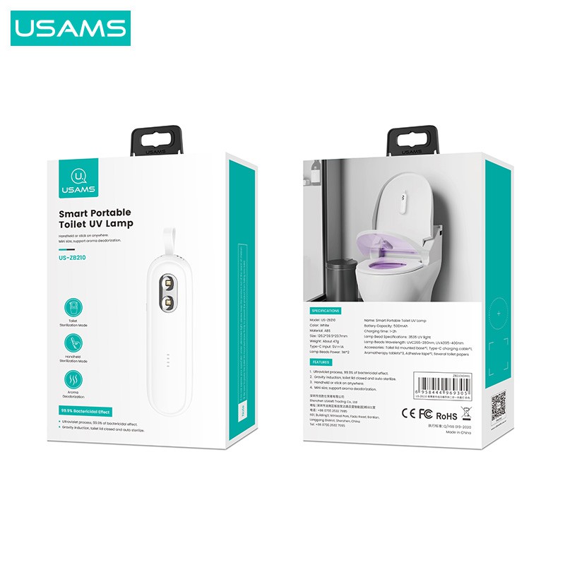 USAMS ZB210 Lampu UVC Sterilizer Smart Portable Toilet UV Lamp