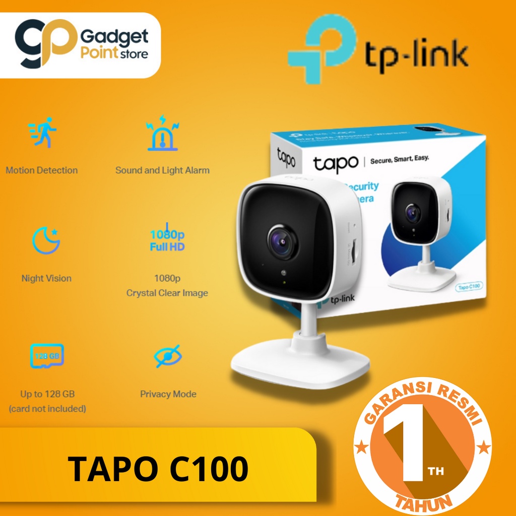 TP Link Tapo C100 Home Security Wifi Camera | Camera CCTV C100 1080p Full HD Quality - Garansi Resmi 1 Tahun