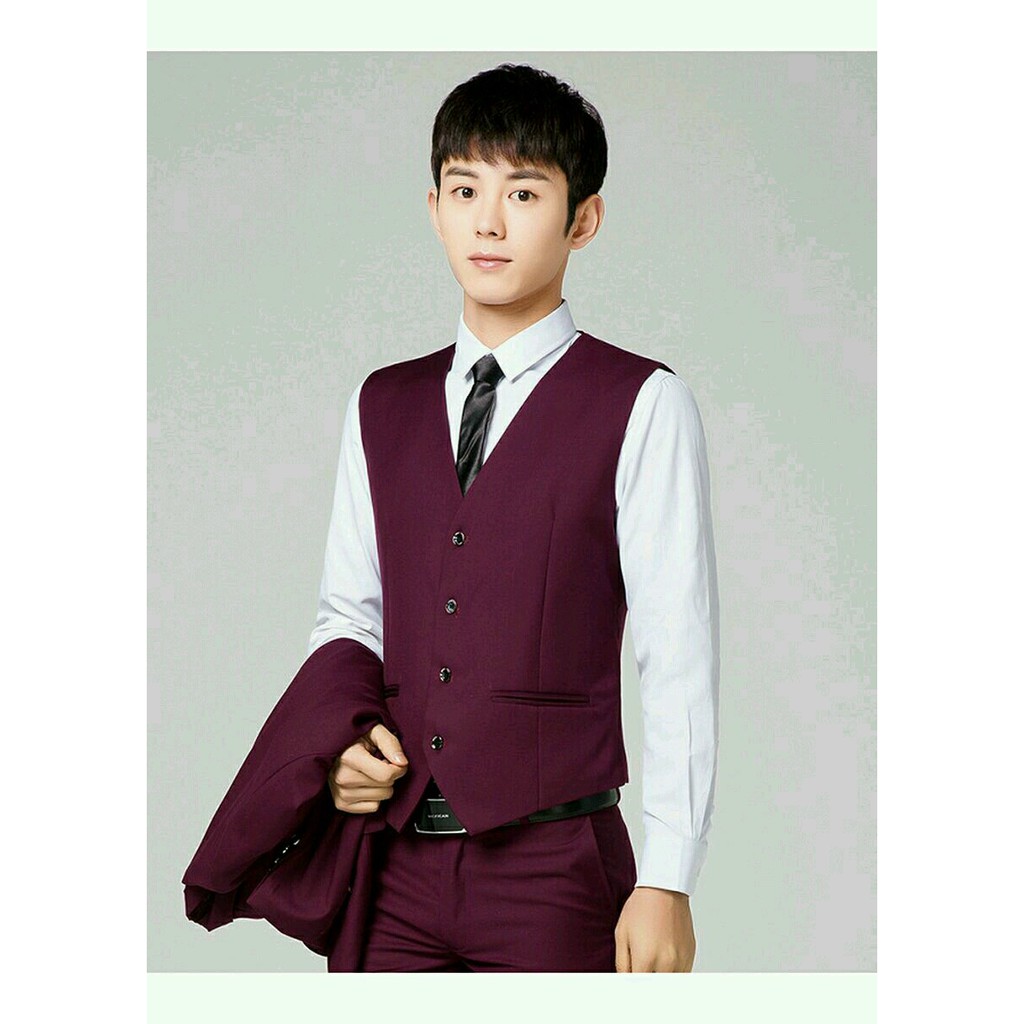 SETELANBLAZER MAROON PRIA SLIMFIT SEMI FORMAL 5IN1 - PREMIUM RED STRIPE EXCLUSIVE STYLE ORIGINAL