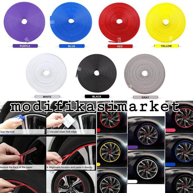 STICKER LIST KARET VARIASI PELINDUNG VELG BAN MOBIL UNIVERSAL - Putih