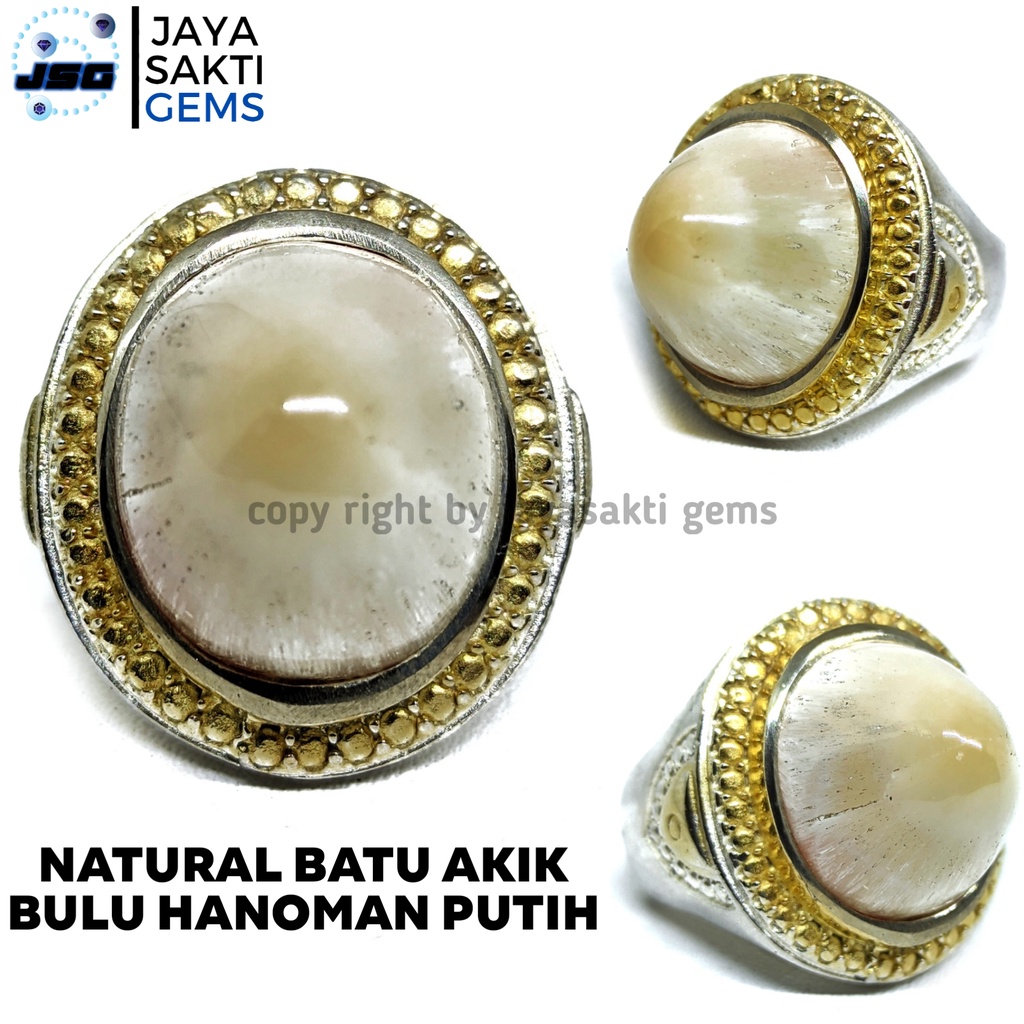 Natural Batu Akik Bulu Hanoman Putih HP01