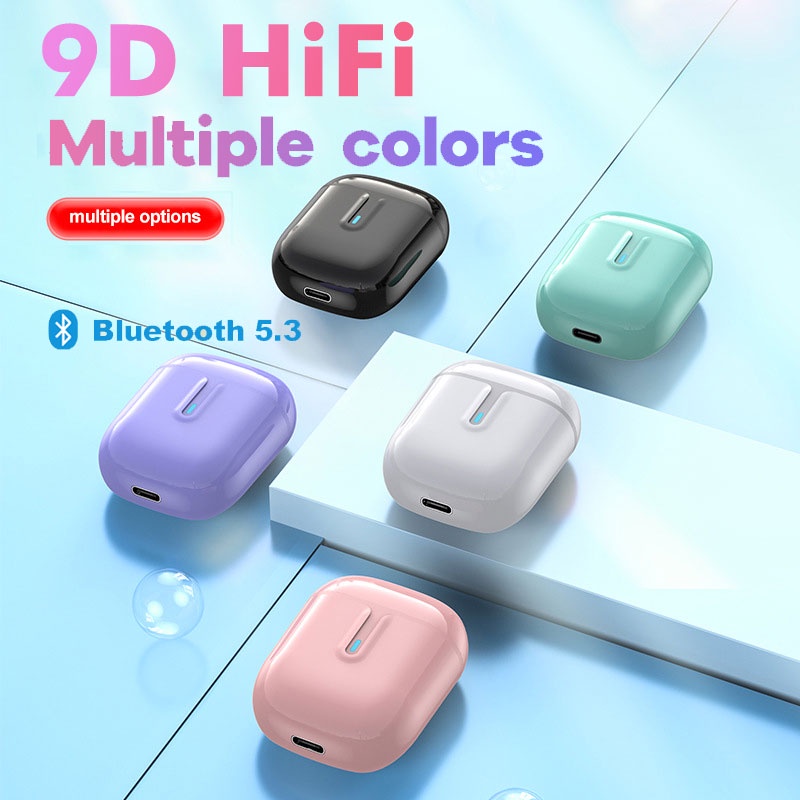 Macaron 5 Color Headset Bluetooth TWS Waterproof 9D HiFi Bass Headphone Karakter airpods Earphone Gaming Wireless earphone