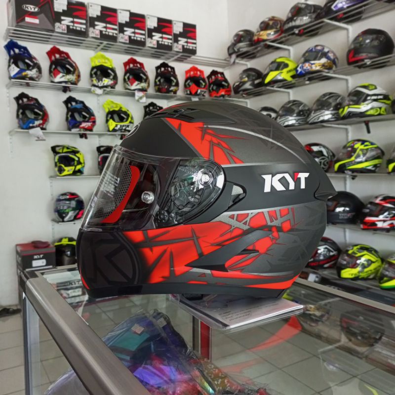 Jual Helm KYT Falcon FR Spike gunmetal/red doft Shopee Indonesia