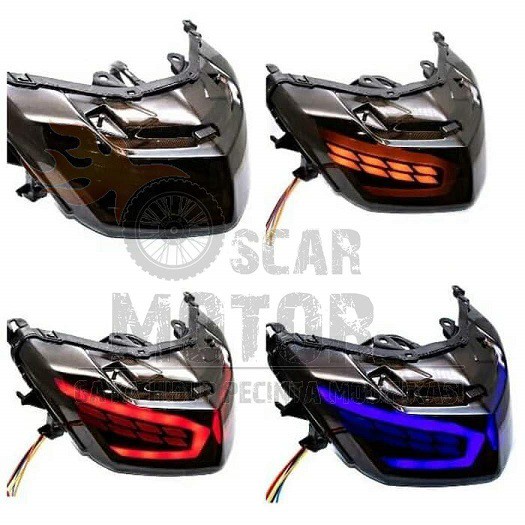 LAMPU STOP SET STOPAN BELAKANG STOPLAMP NMAX LED RUNNING MODEL AES 3 IN 1 motor