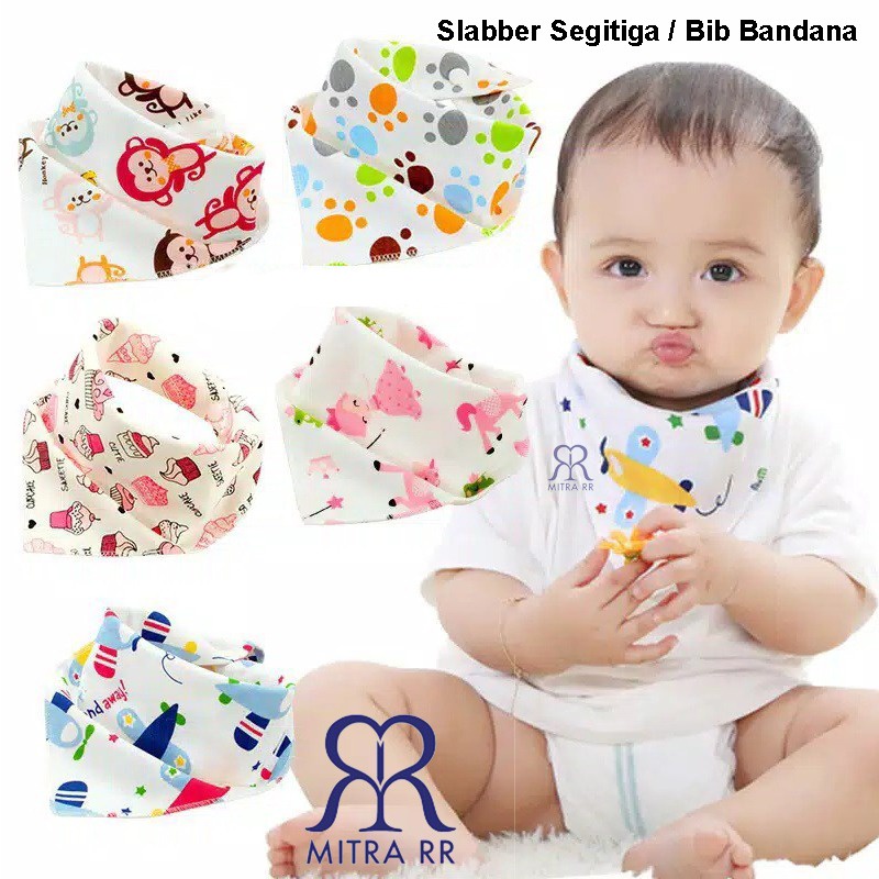 Celemek Bayi Segitiga / Slabber Segitiga / Bib Bandana Bayi Tadah Liur