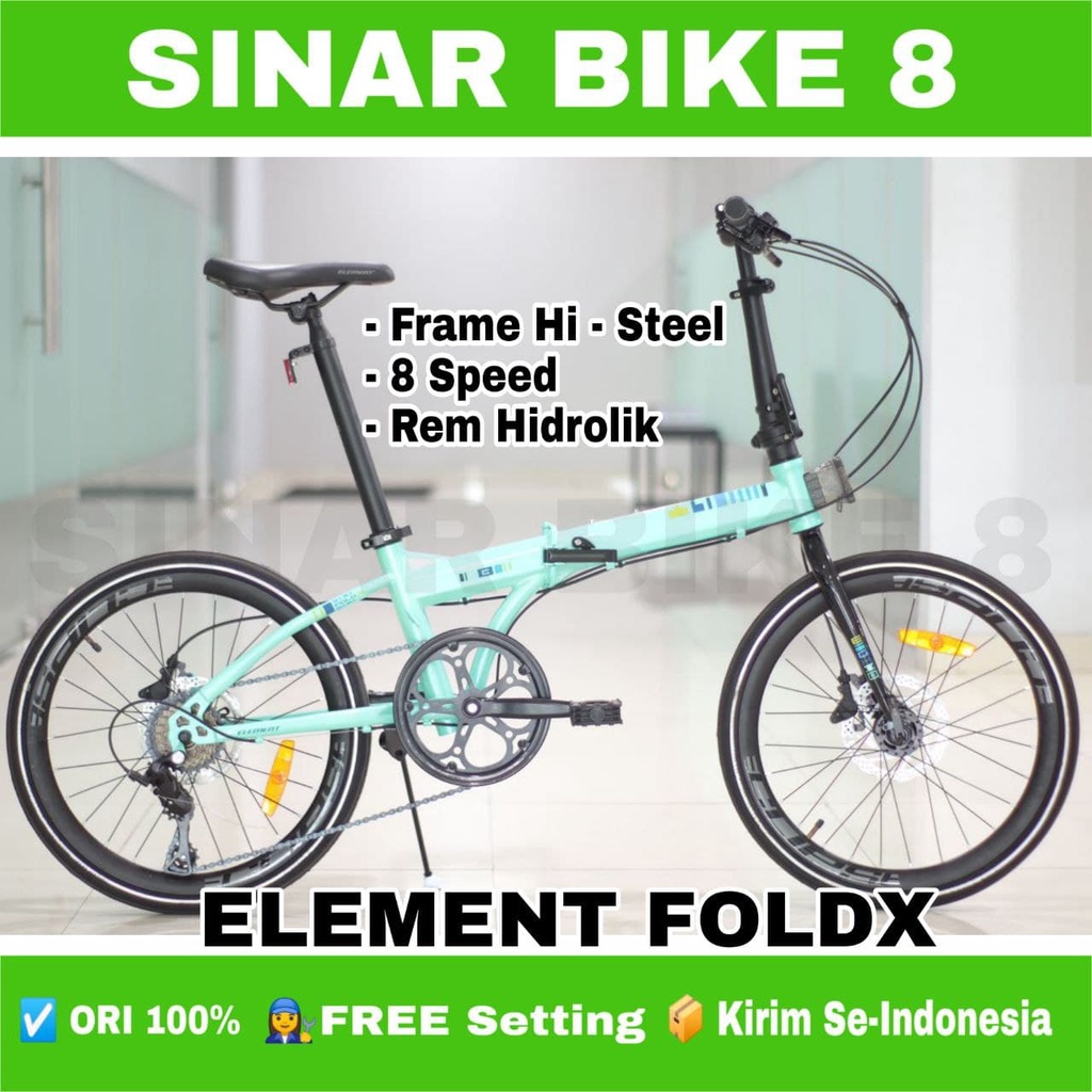 Sepeda Lipat ELEMENT FOLDX Ukuran 20 Inch 451 8 Speed Rem Hidrolik