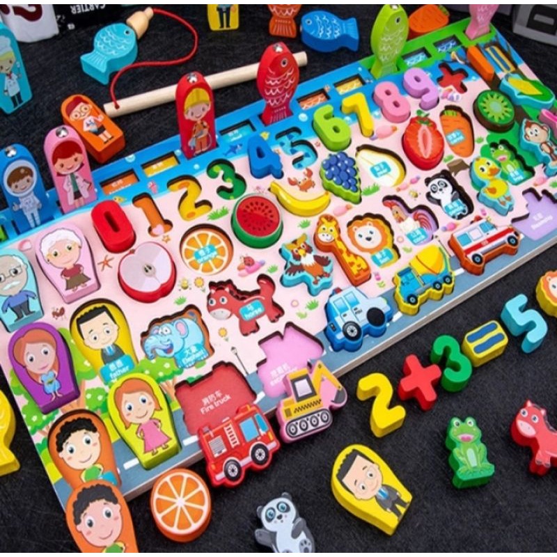 9 in 1 puzzle matching board / montesori puzzle / 9in1 puzzle board / mainan abc / montessori / 10 i