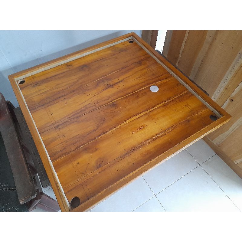 KARAMBOL KAYU JATI ASLI Ukuran 80x80 , Gratis 1set biji karambol+1gaco, Tinggal Main