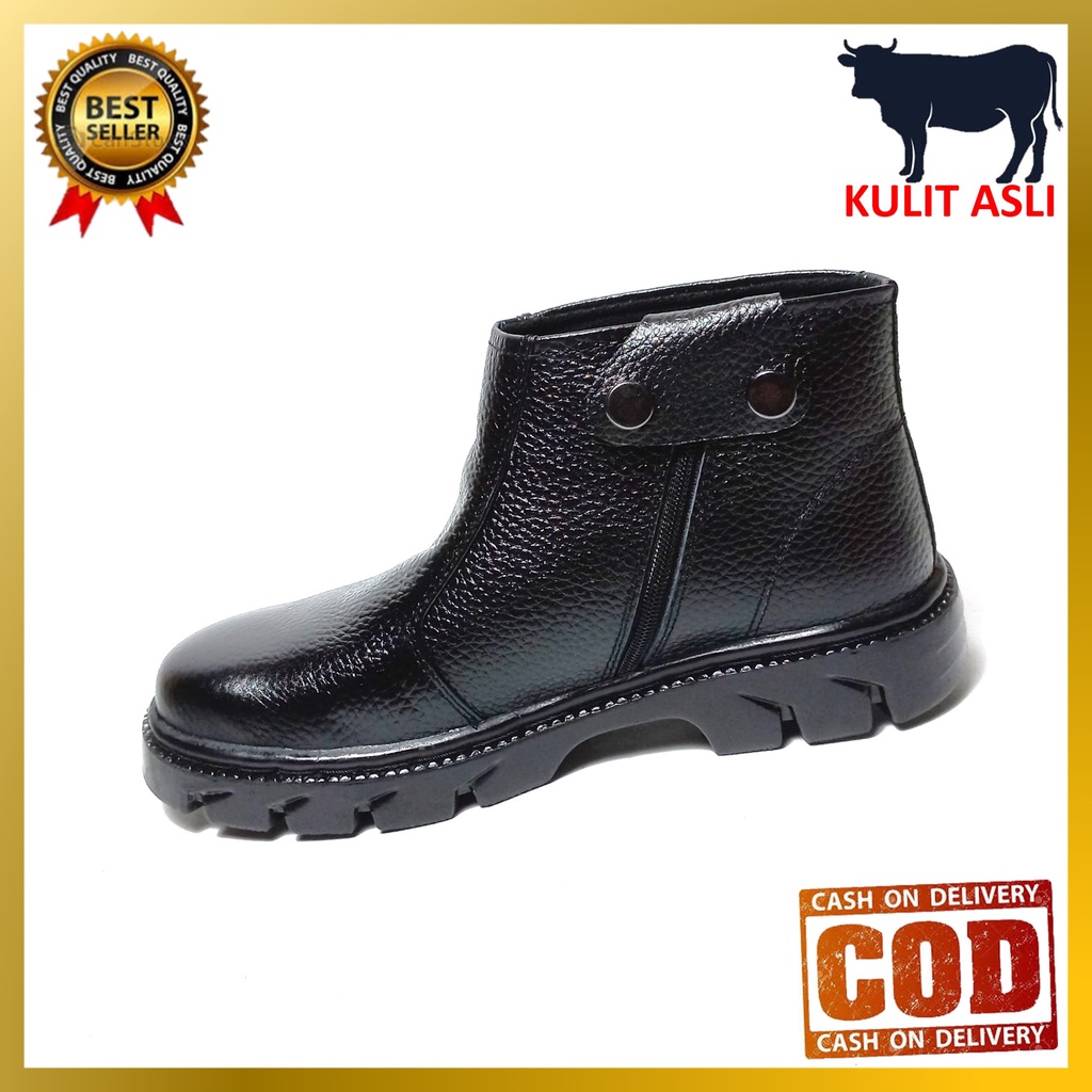 Sepatu Safety Kulit Asli Sapi Model Resleting Size 39 Sampai 45 [ SAFETY 709]