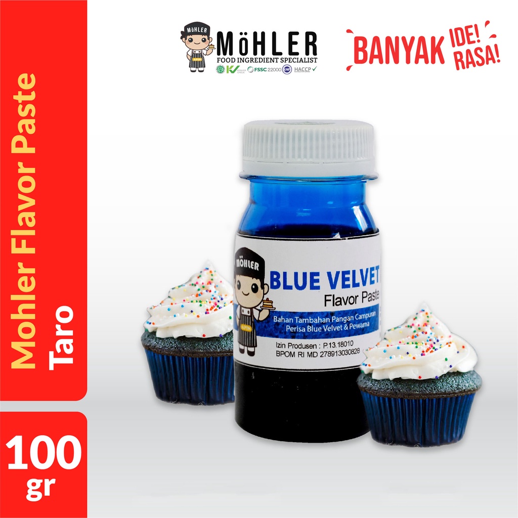 MOHLER Pasta perisa pewarna BLUE VELVET (KLIK KOMBO HEMAT UNTUK  BELI 1 GRATIS 1)