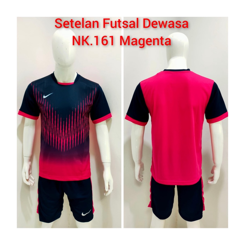 jersey futsal pria kaos sepak bola baju dan celana setelan wanita dewasa t-shirt outfit seragam jarsey kostum olahraga pakaian apparel print sport jersy soccer casual jersi suit NK161 magenta