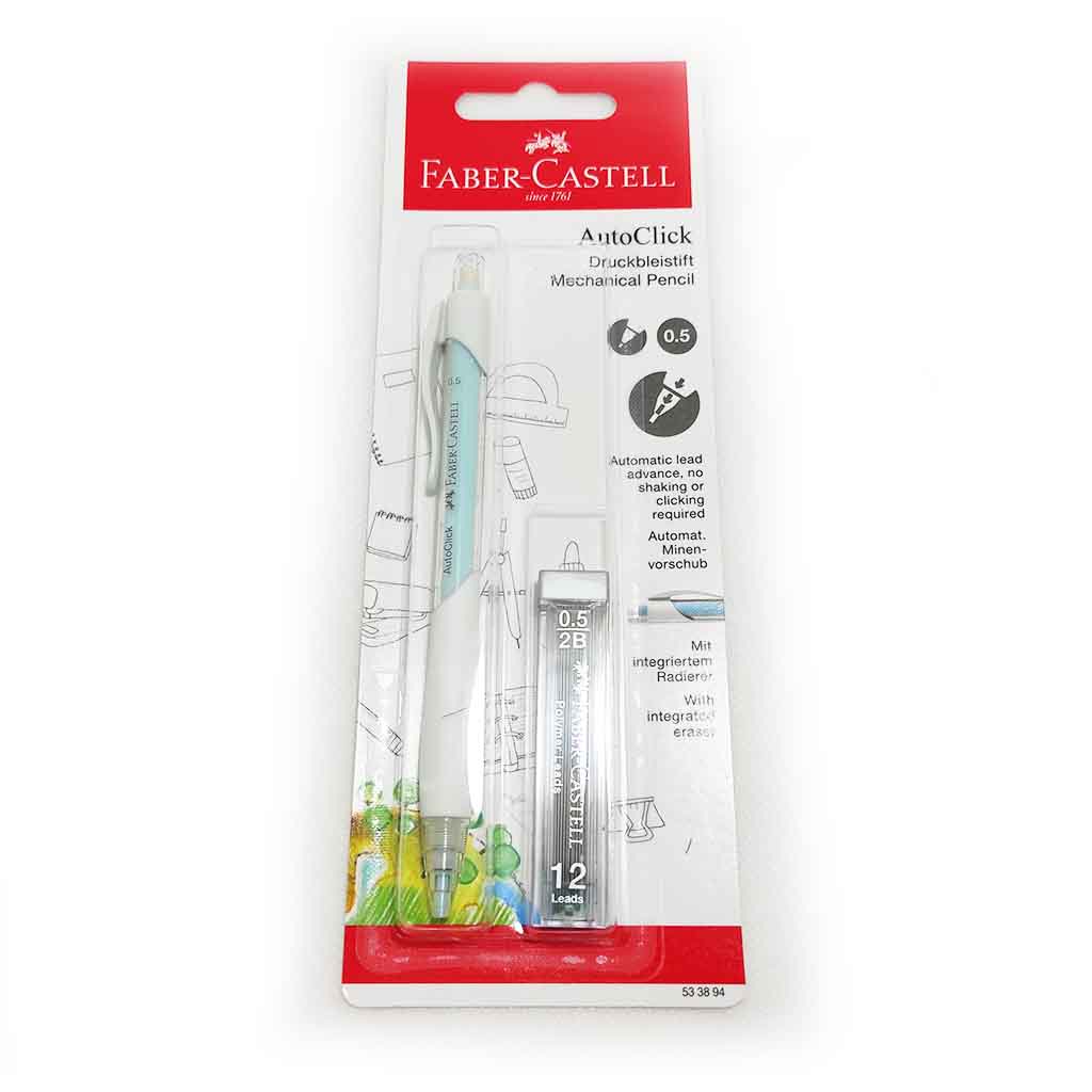 

RK Pensil Mekanik Faber Castell / Mechanic Pencil Auto Click White Blister / Ukuran 0.5 / Free 1
