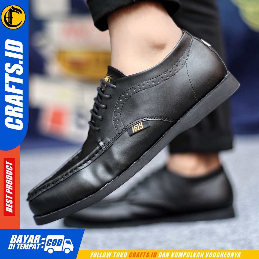 Sepatu Formal Pria Sepatu Casual Pria Kulit Pu Tali Sepatu Pantofel Kerja Kantor Kuliah Kondangan Sepatu Hitam Pria CRAFTS GRORWZ