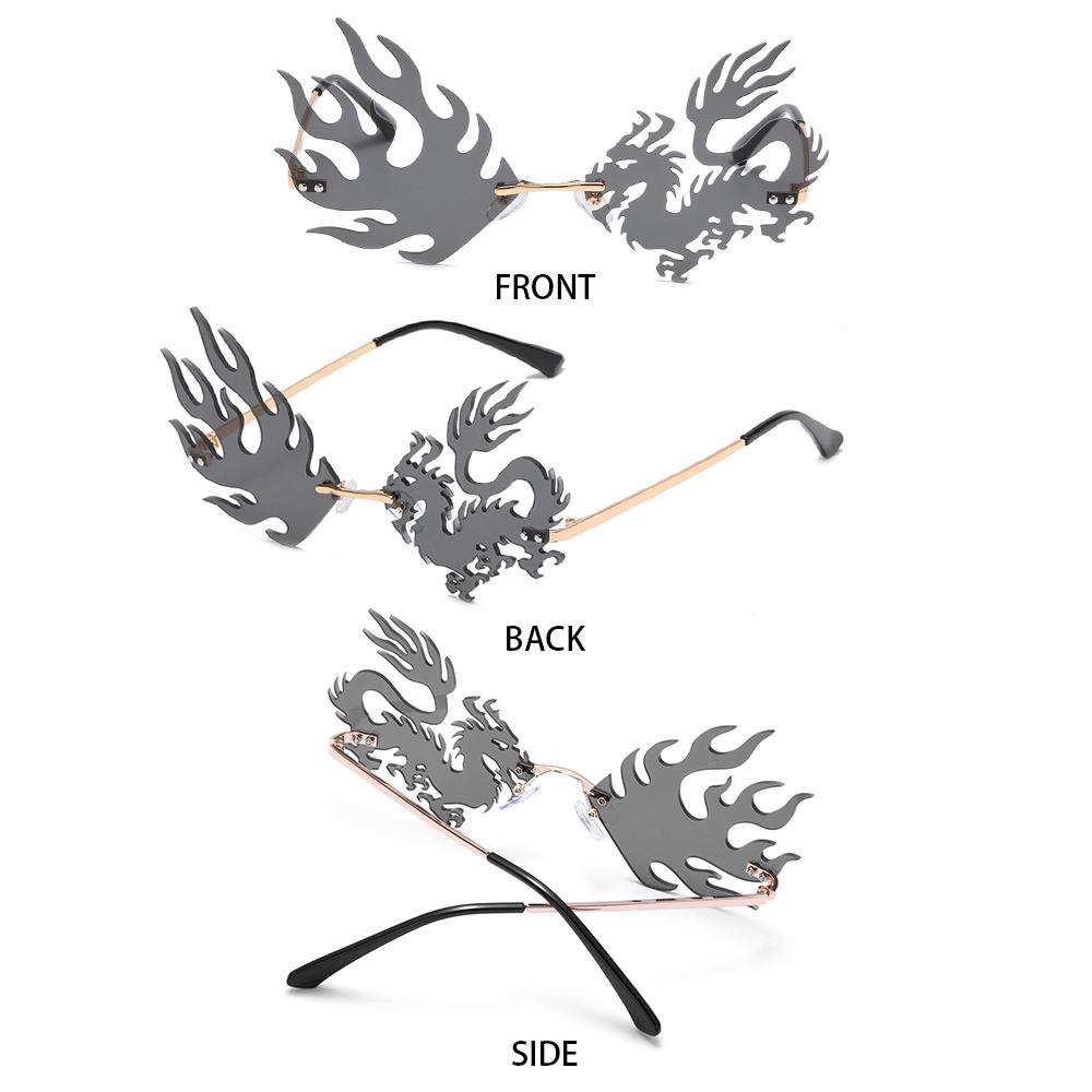 ❈Rowan ROWAN ROWAN❈ Kacamata Hitam UV400 Tanpa Bingkai Bentuk Naga Phoenix Untuk Pria Dan Wanita