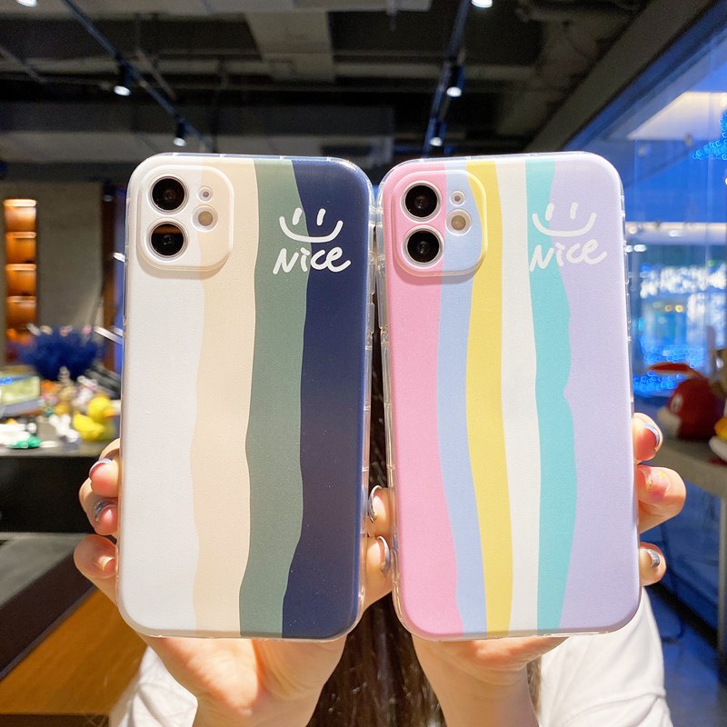 Couples Rainbow Silicone Case OPPO A3S A31 A5 A9 A7 AS5 A12 A11K A5 A76 A33 F9 A52 A92 F11 A16 A54 A74 A95 A96 A36 2F 4 5F 6Z 7 8 C12 C15 C25 C31 C35 9i Cover