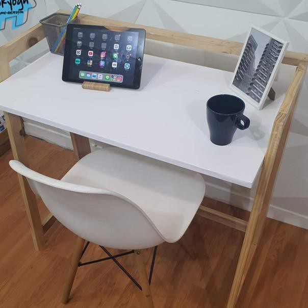 Meja Belajar/Kerja Lipat Kayu Jati Minimalis Harga Termurah - Putih