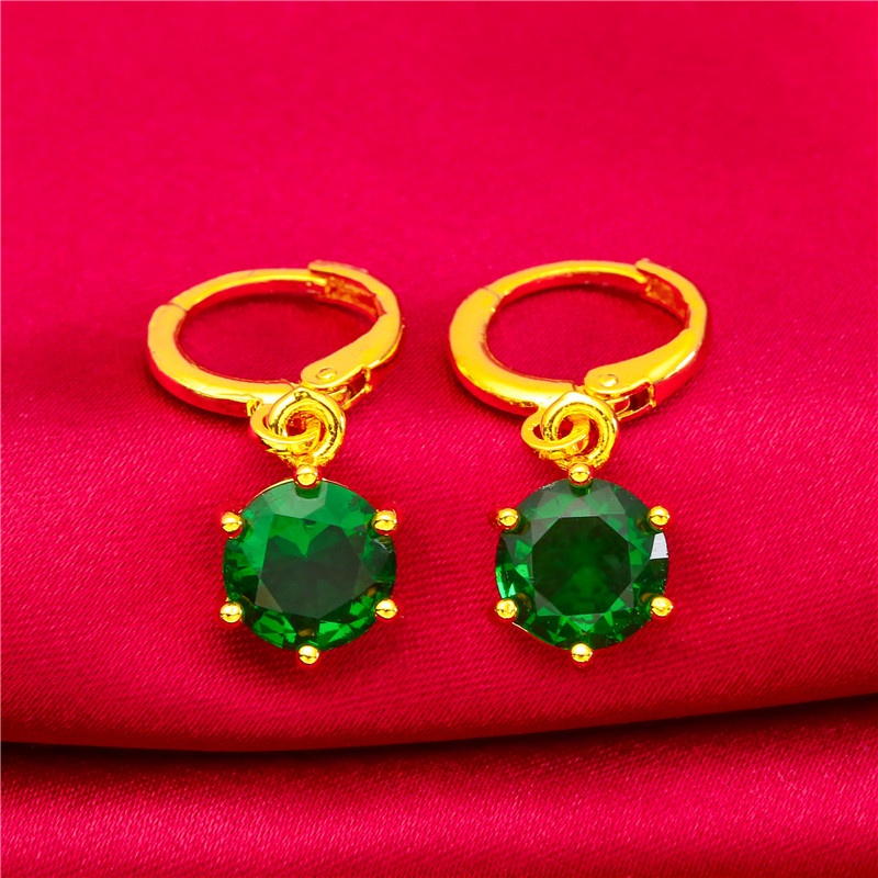 Anting Mini Lapis Emas Asli Kadar 375 Hias Manik-Manik Permata Ruby Putih Bahan Zirkon Untuk Wanita