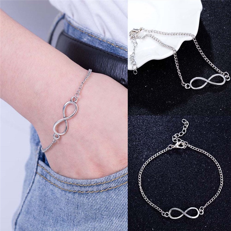 Gelang Lapis Silver Bentuk Angka 8 Untuk Pria / Wanita