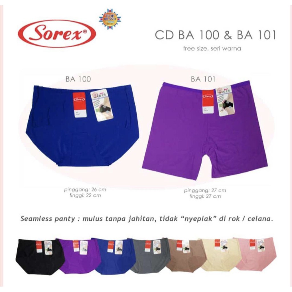 CELANA DALAM SOREX SEAMLESS BA 101 SHORT SEGIEMPAT ; BA 100 SEAMLESS SEGITIGA