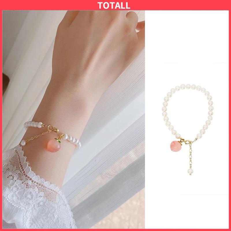 COD Gelang Mutiara Persik Pelajar Wanita Niche Design Sisters Couple Best Friends Gelang-Totall