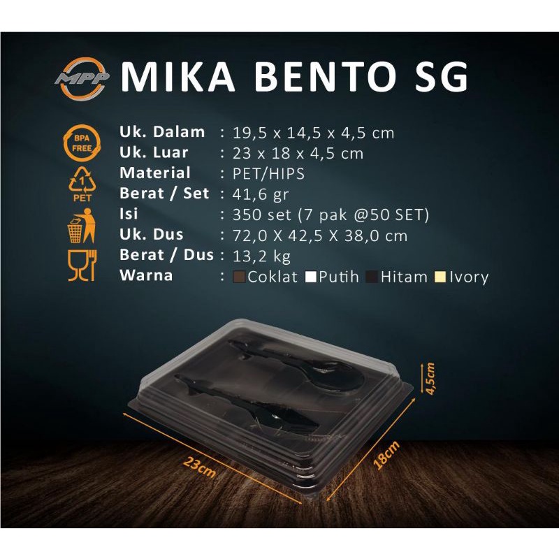 Mika Bento SG Sekat Dengan Sendok dan Garpu  ISI 25PCS