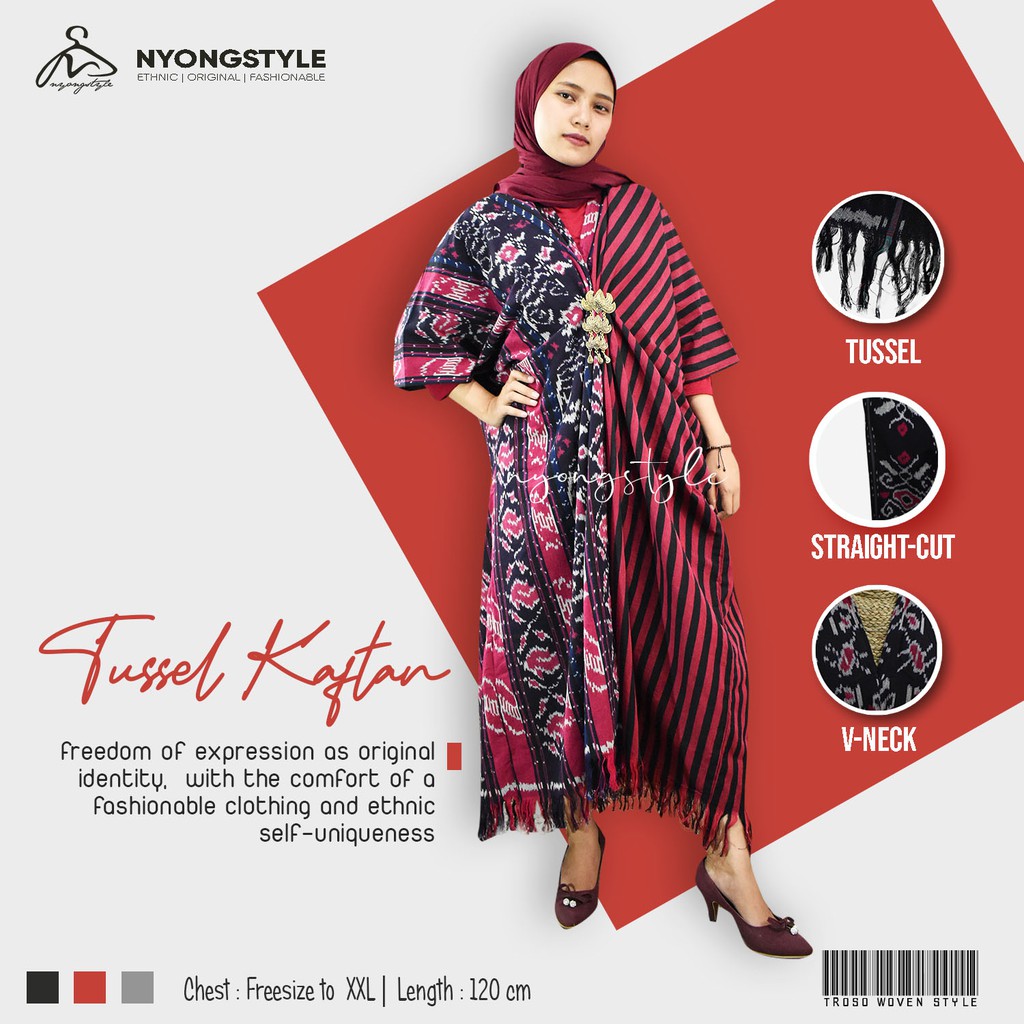TUSSEL KAFTAN / LONG KAFTAN / KAFTAN TENUN / TROSO KAFTAN / ETHNIC KAFTAN
