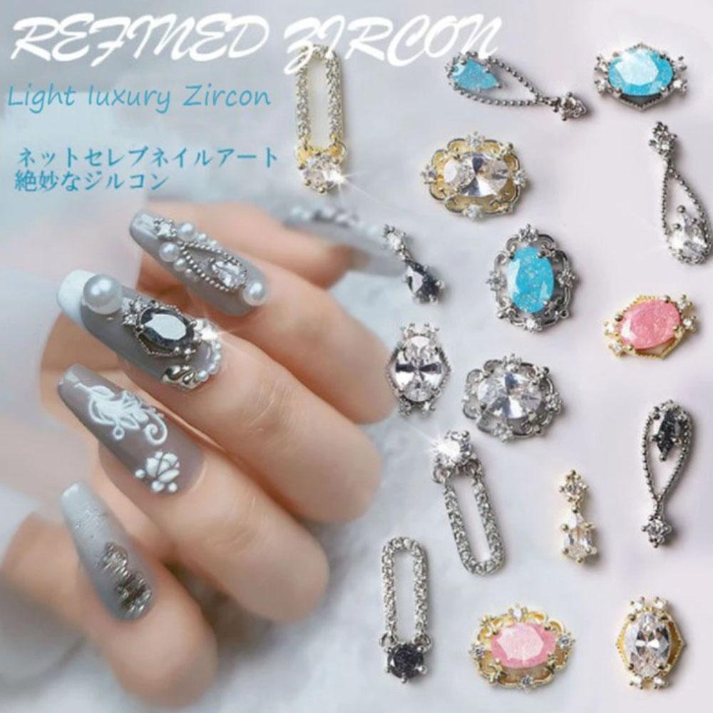 Agustina Nail Art Perhiasan 1PCS Bunga Kristal Zirkon Rantai Kuku Rhinestones