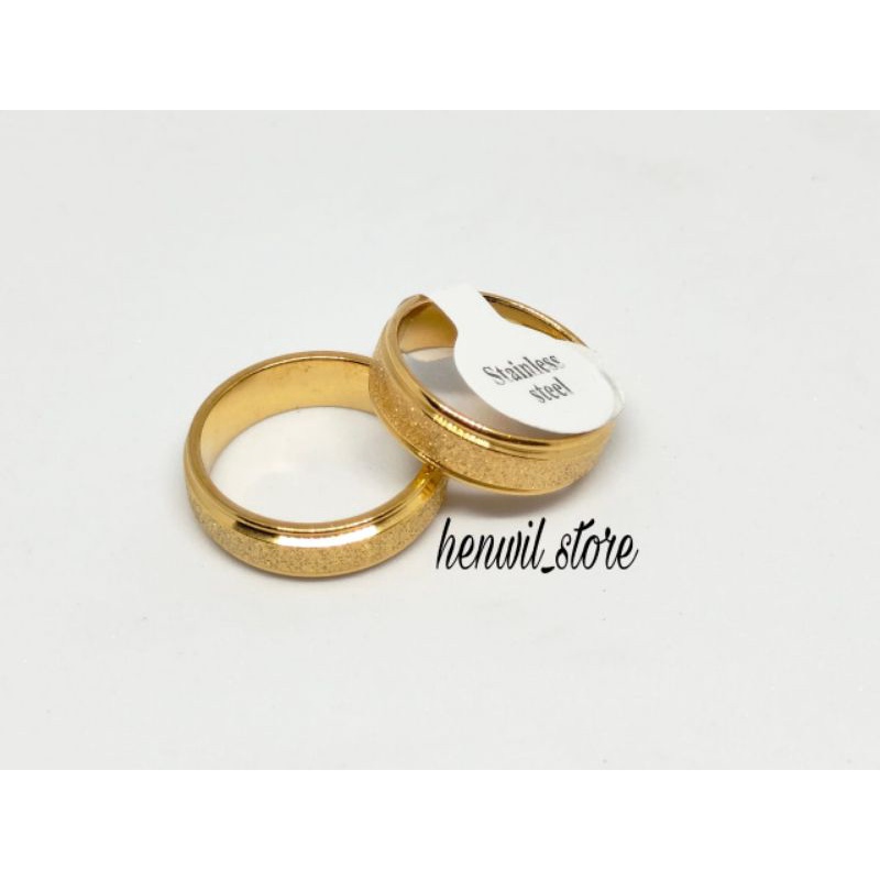 Cincin titanium pria wanita motif pasir