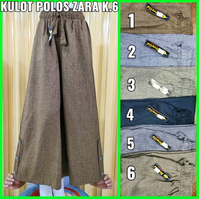 celana kulot polos zara by divela