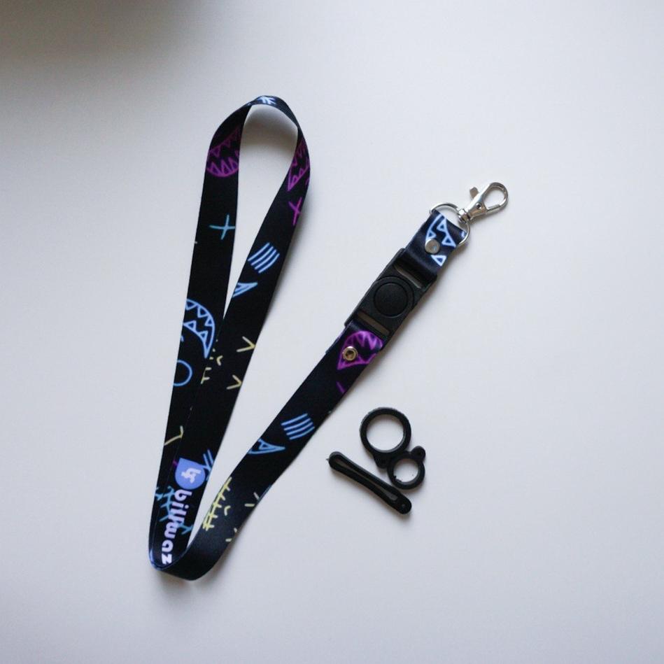 

Penjualan Terbanyak.. Lanyard Billwaz gantungan id card Motif neon Printing Oring 3 ukuran