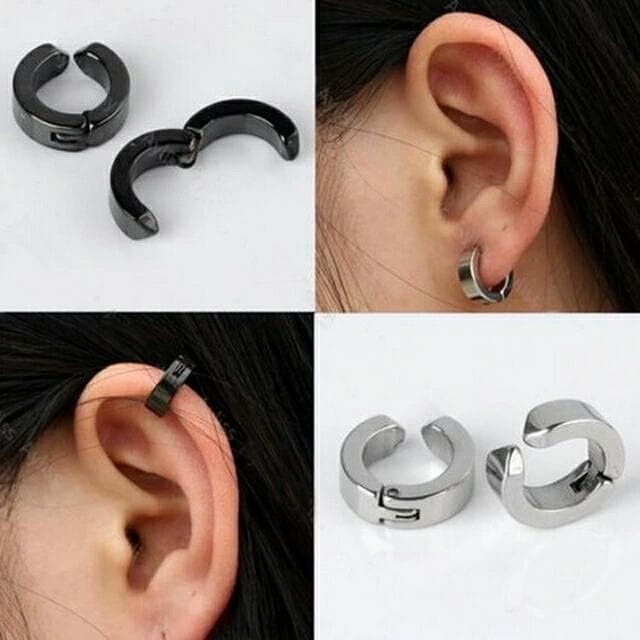 ANTING PRIA JEPIT HITAM TITANIUM 316L