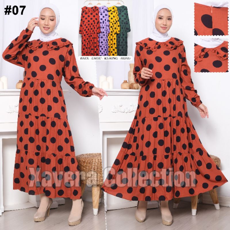 XC - Midi Dress Polka 07 / Dress Wanita Terbaru / Dress Wanita Polkadot