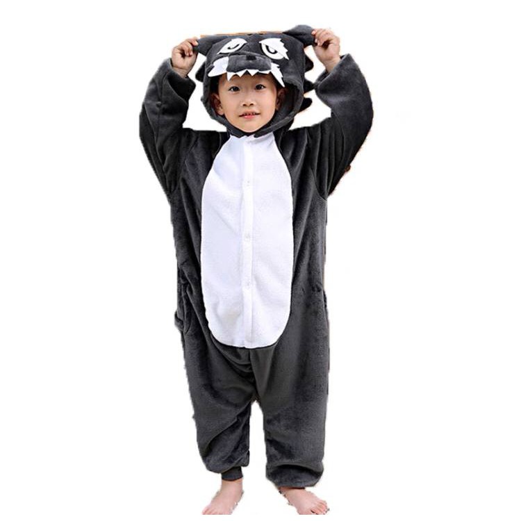 KOSTUM ONESIE SERIGALA WOLF PIYAMA COSPLAY ANAK BAJU TIDUR