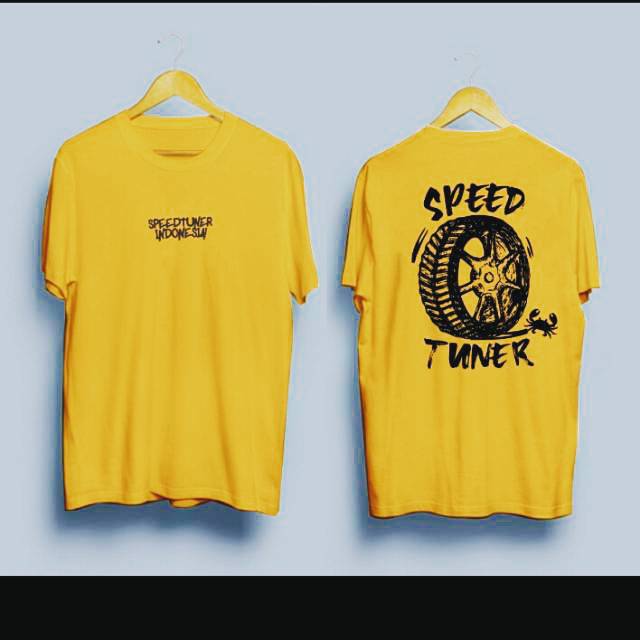 Kaos baju distro tshirt speedtuner wheel kuning kunyit
