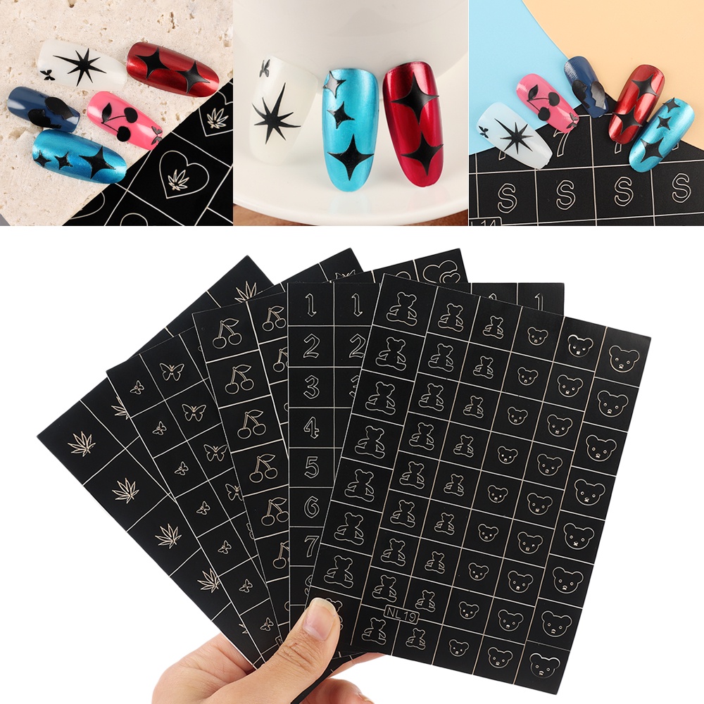 1pc Stiker Kuku Motif Bintang / Angka / Bunga Transfer Air Untuk Nail Art / Manicure Anak Perempuan