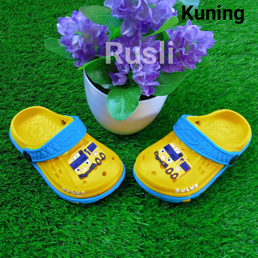 (COD) Sandal Baim Kodok Karet Bayi Anak Motif Tayo Dulux 202E