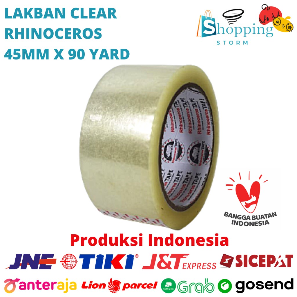 

Lakban Bening Putih RHINOCEROS Tape Clear 2 inci 45mm x 90 Yard