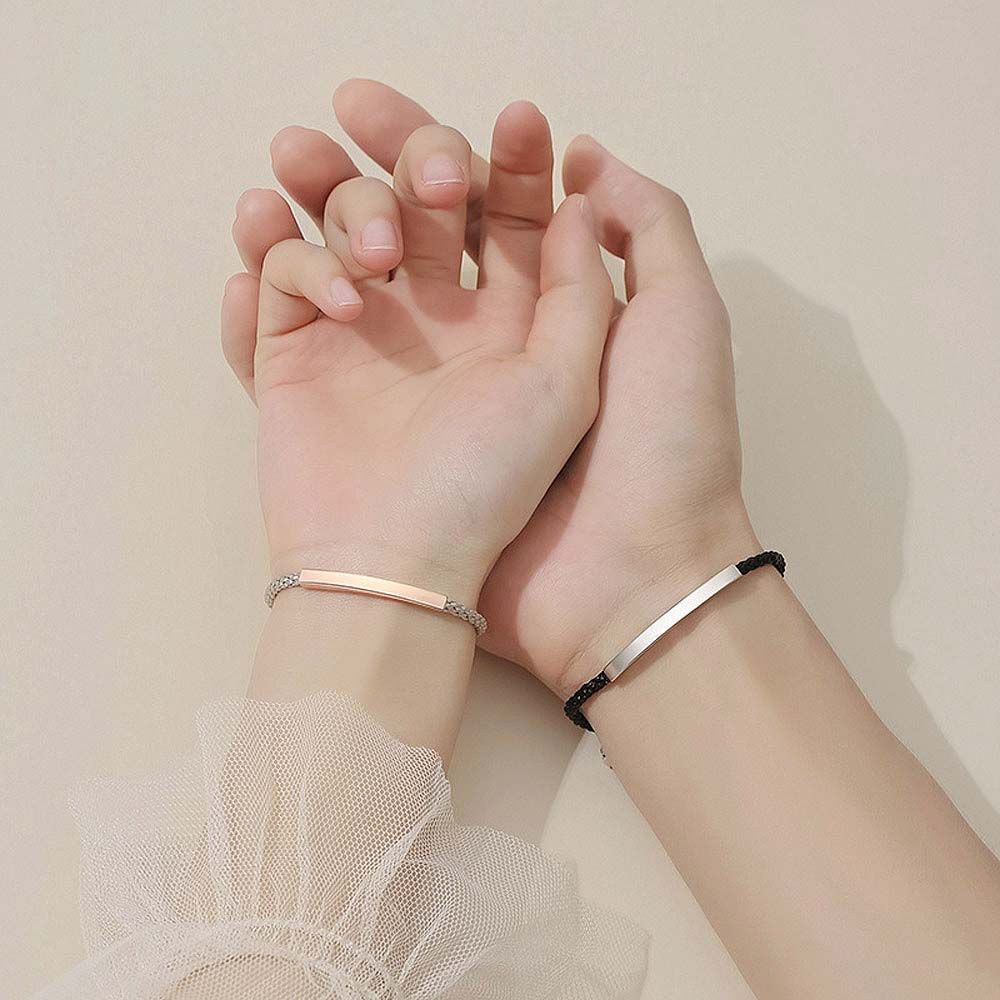 MXBEAUTY Creative Couple Bracelets Adjustable Waistbands Bangles Lovers Gift Titanium steel Eachother Minimalist Geometric Rope Weaving