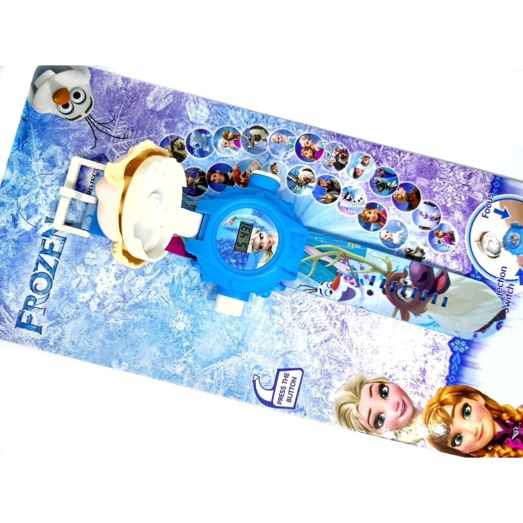 Super Murah! JAM TANGAN ANAK PEREMPUAN FROZEN ELSA ANNA DIGITAL PROYEKTOR JUMBO