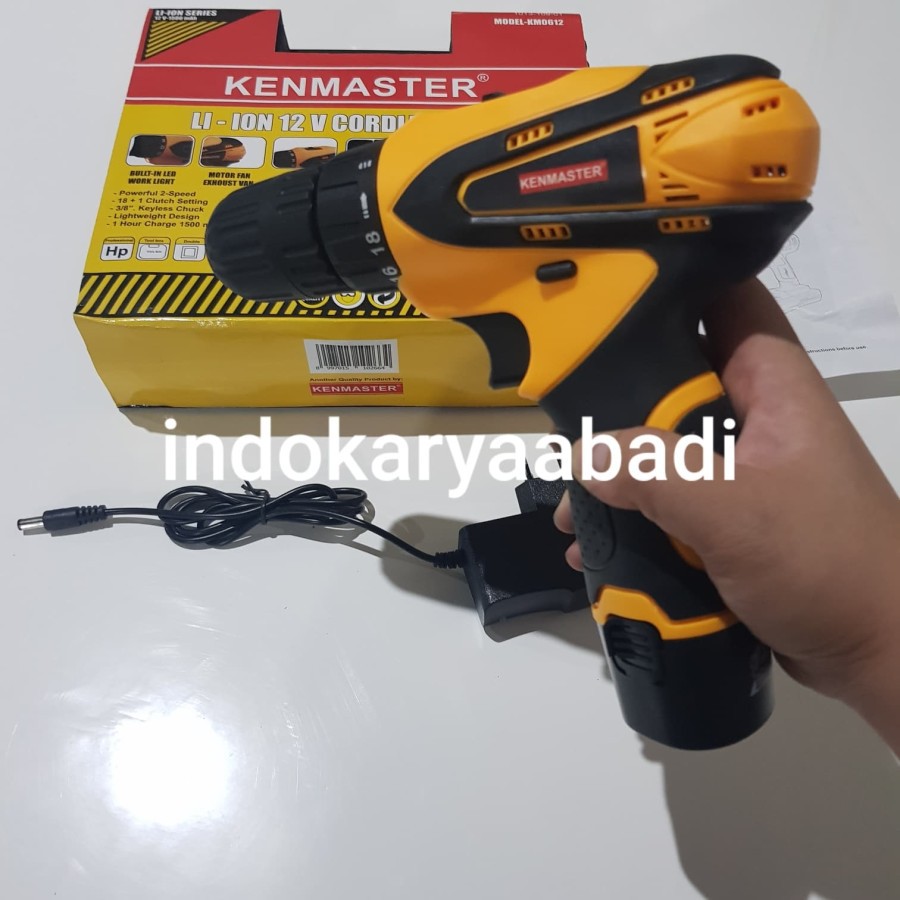 CRAZY SALE | Mesin Bor Cas Cordless Baterai kenmaster 12V / Tanpa kabel KM0612