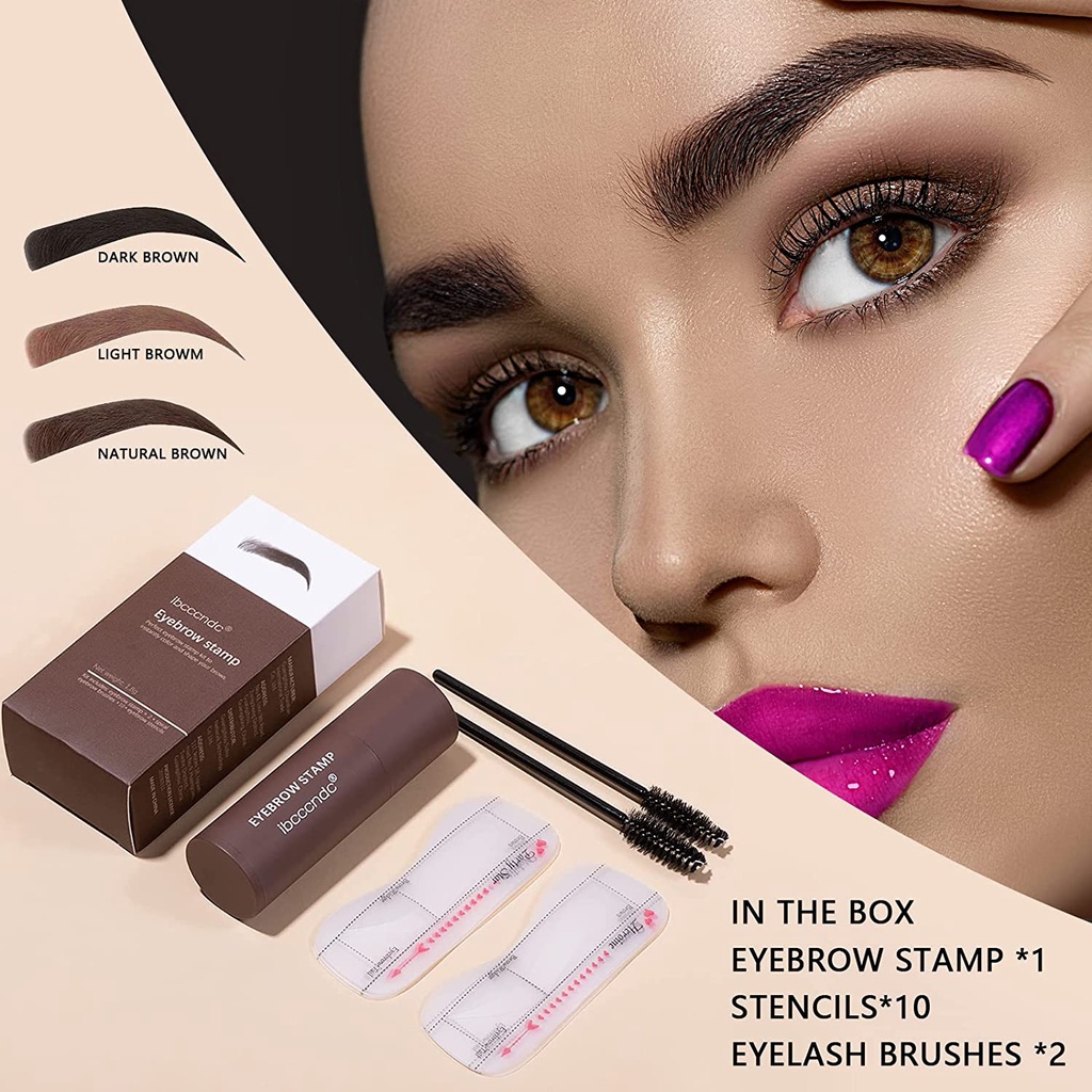 【100% Original】ibcccndc Eyebrow Alis Stamp/magic eyebrow Eyebrow powder Stencil Kit - Brow Powder Stamp Makeup,One Step Brow Sculpting Kit, Waterproof Brows Long Lasting Brows, 10Reusable Cetakan Alis