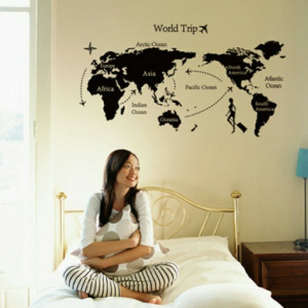 

Sticker Stiker Wall Dinding Peta Dunia World Black Map SizeXL