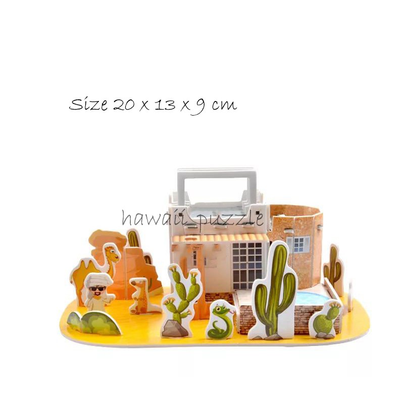 Puzzle 3D DIY bahan foam &amp; paper DESERT VILLA mainan puzzle edukasi anak (kado,pajangan,dekorasi)