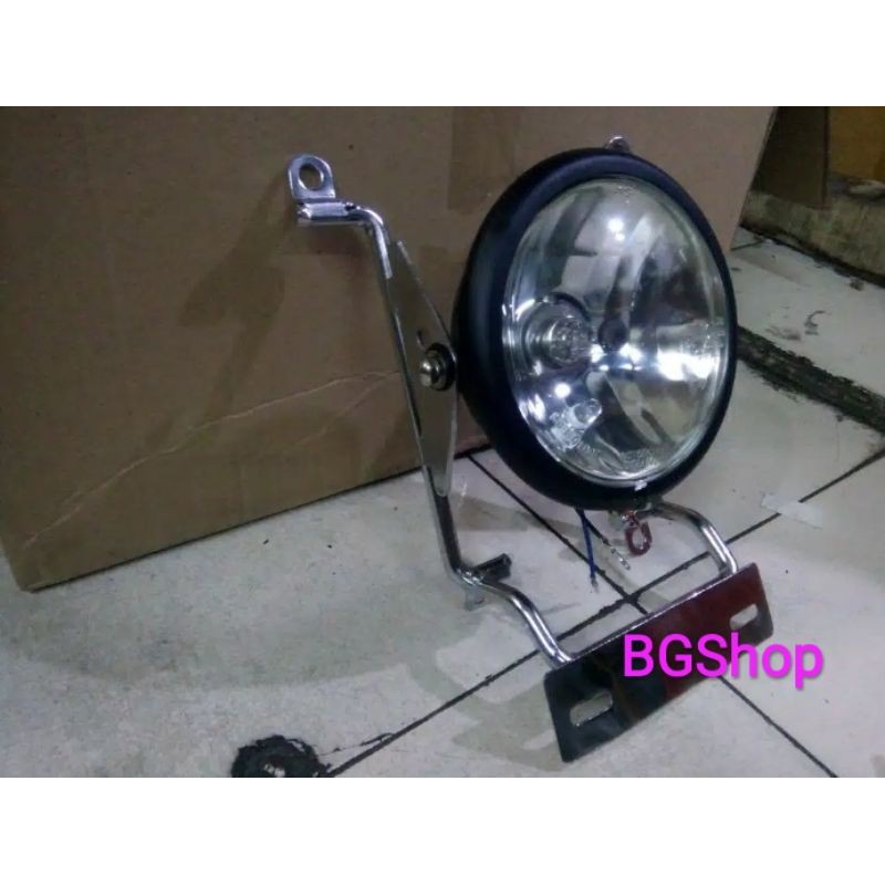 Satu set Breket Pesek dan Lampu Pesek Bulat Lampu Depan R100ing CB 100 Vixion Gl Pro Mega Pro