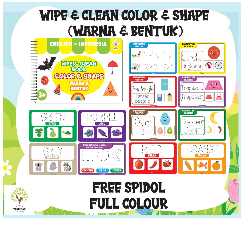 Jual WIPE AND CLEAN POCKET BOOK SERIES SHAPE AND COLOR BUKU WIPE AND CLEAN ANAK BERBAHASA