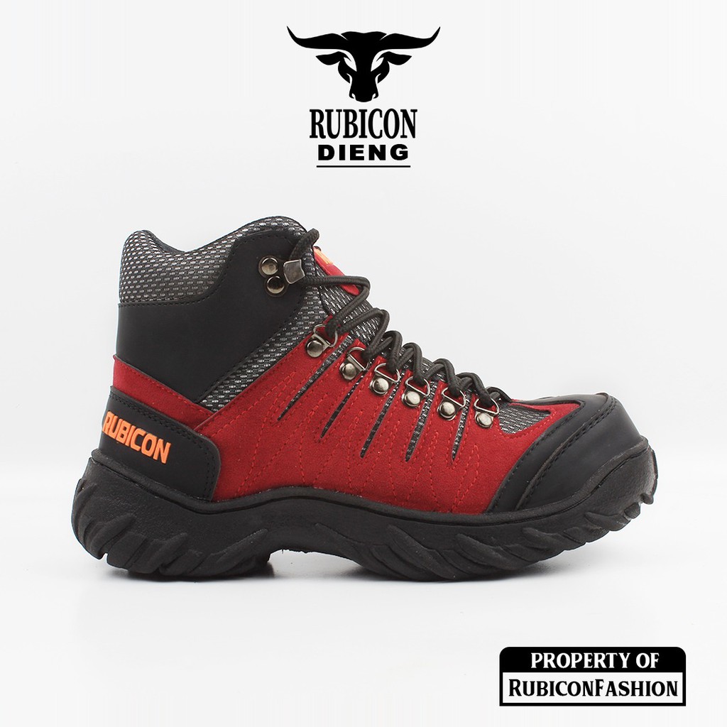 SEPATU BOOTS PRIA SAFETY TRACKING HIKING TOURING RUBICON DIENG HIGH PREMIUM QUALITY UJUNG BESI