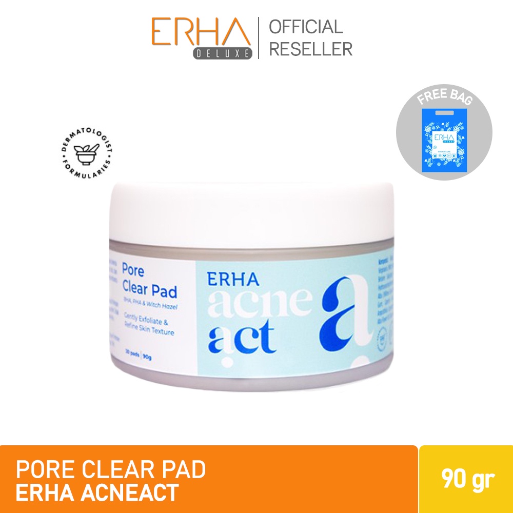 ERHA Clear Pad Pore Acneact - Kapas Eksfoliasi Wajah 30 Pad