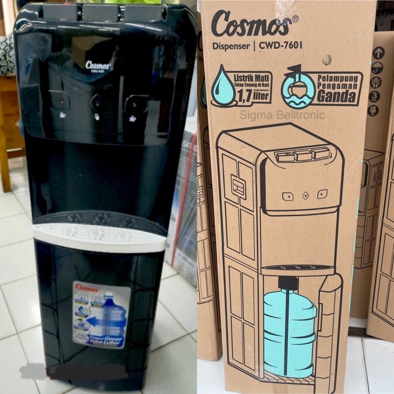 Dispenser Berdiri Galon Bawah 3 Kran Cosmos Hot Cool Normal CWD 7601-link gojek/grab