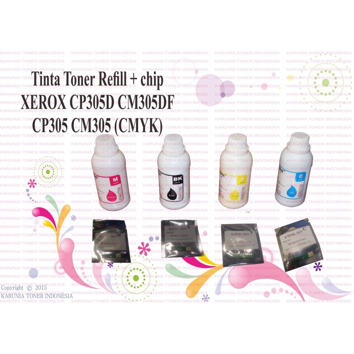 

Tinta Toner Refill + CHIP XEROX CP305D CM305DF CP305 CM305 CMYK