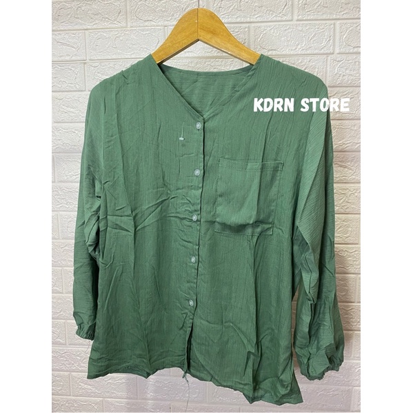 HEVA BLOUSE WANITA BAHAN CRINKLE KEKINIAN-MINT
